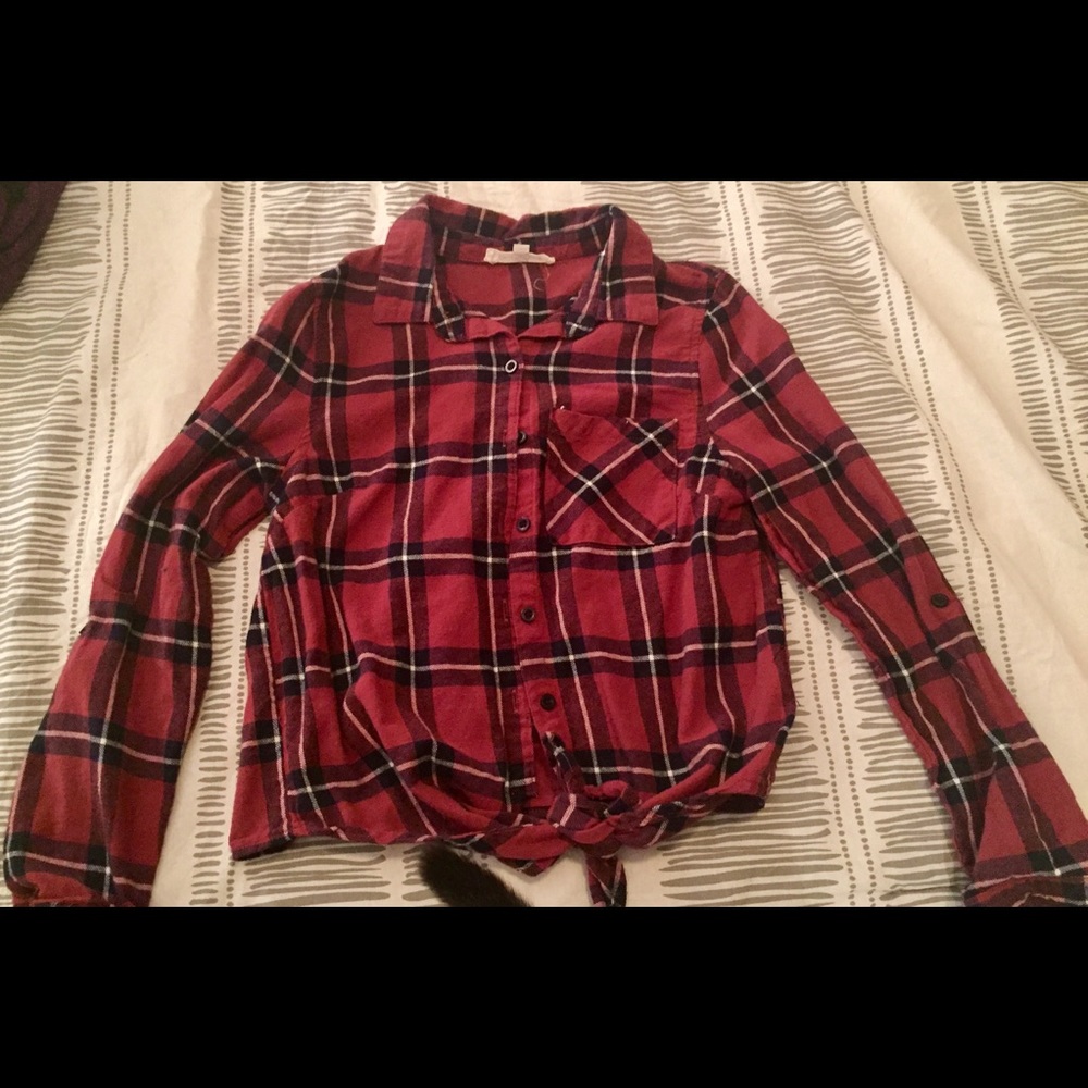 Tie front flannel
